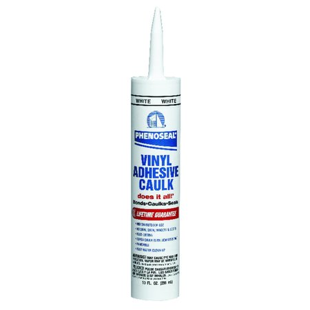 Phenoseal White Vinyl Kitchen and Bath Adhesive Caulk 10 oz 00005